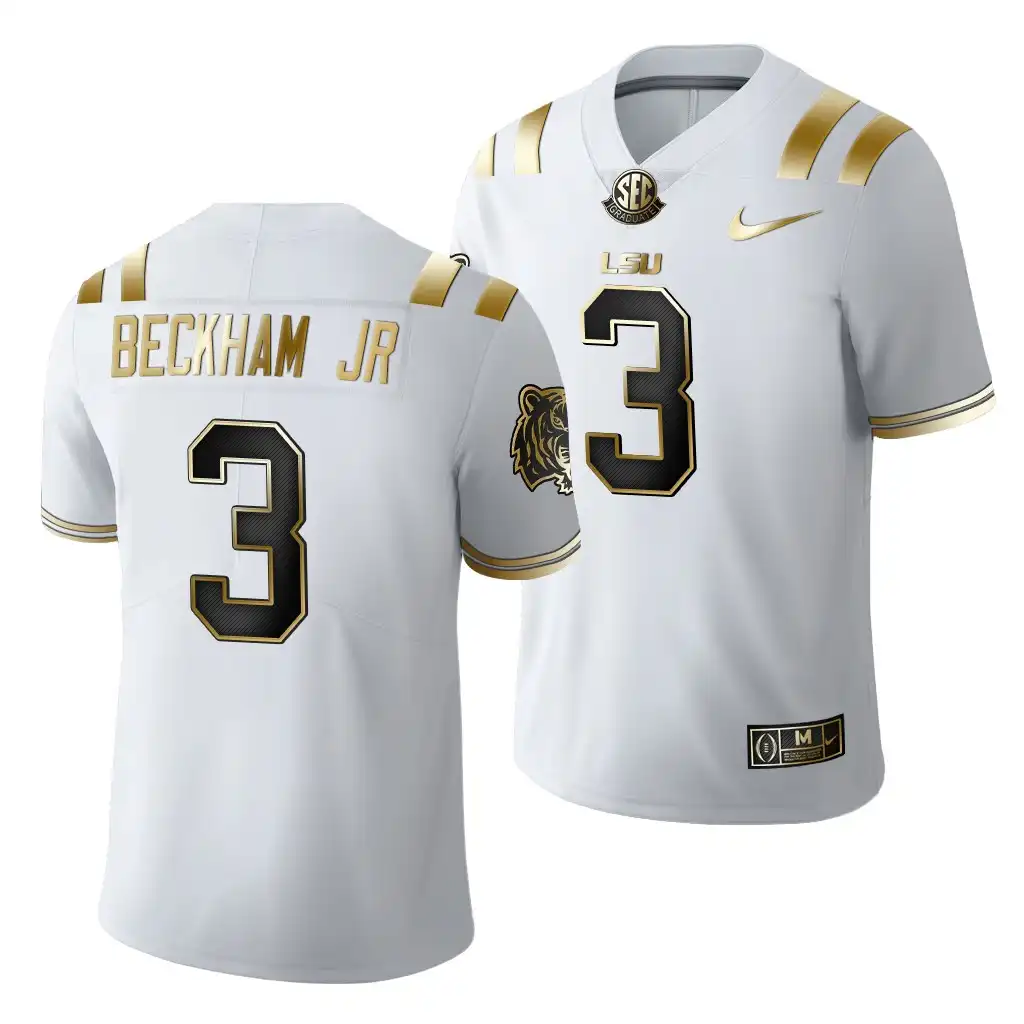 Men's LSU Tigers Odell Beckham Jr. #3 Golden Edition White NFL Limited NCAA Football Jersey